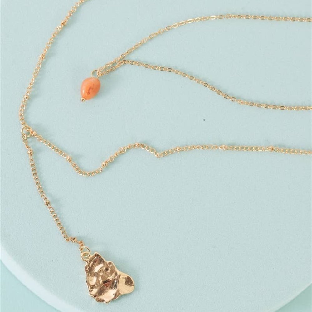Gold Double Link Belcher Chain With Agate Stone Necklace